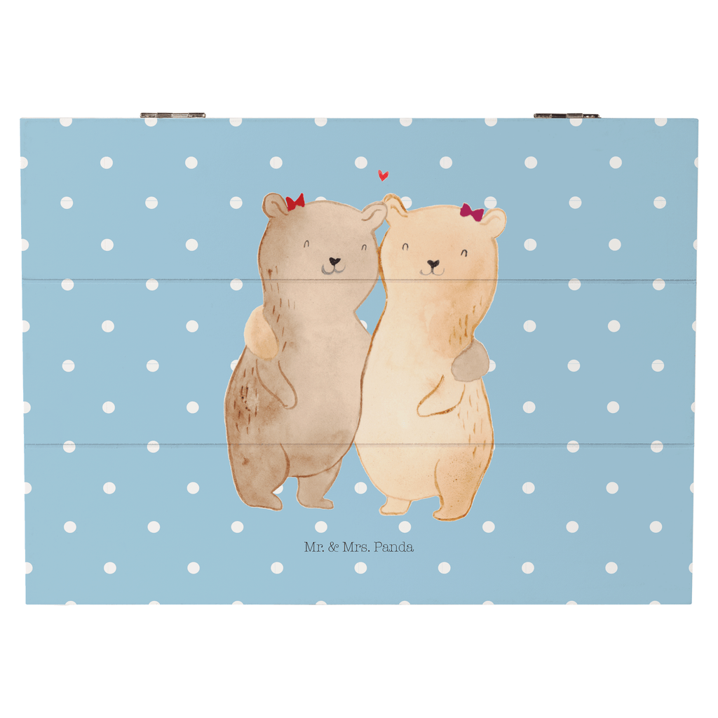 Holzkiste Bären Schwestern Holzkiste, Kiste, Schatzkiste, Truhe, Schatulle, XXL, Erinnerungsbox, Erinnerungskiste, Dekokiste, Aufbewahrungsbox, Familie, Vatertag, Muttertag, Bruder, Schwester, Mama, Papa, Oma, Opa