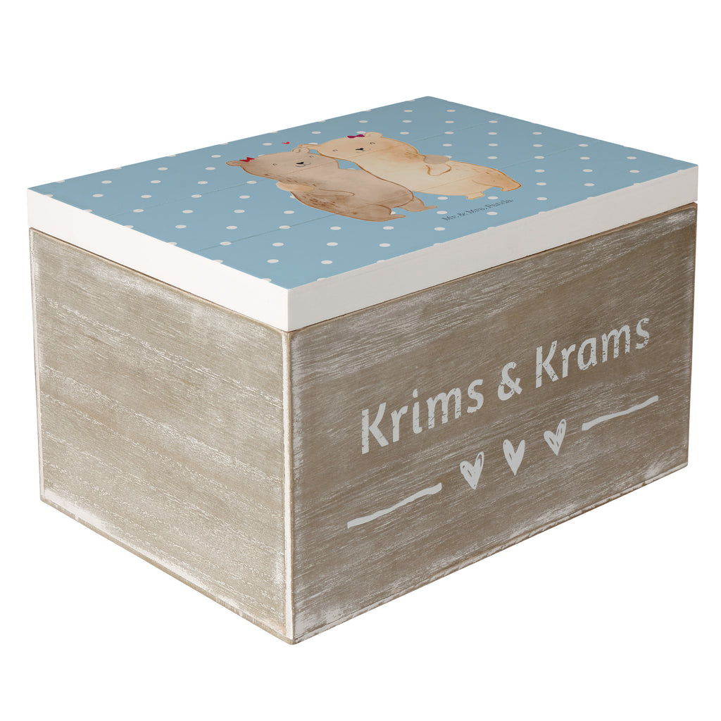 Holzkiste Bären Schwestern Holzkiste, Kiste, Schatzkiste, Truhe, Schatulle, XXL, Erinnerungsbox, Erinnerungskiste, Dekokiste, Aufbewahrungsbox, Familie, Vatertag, Muttertag, Bruder, Schwester, Mama, Papa, Oma, Opa