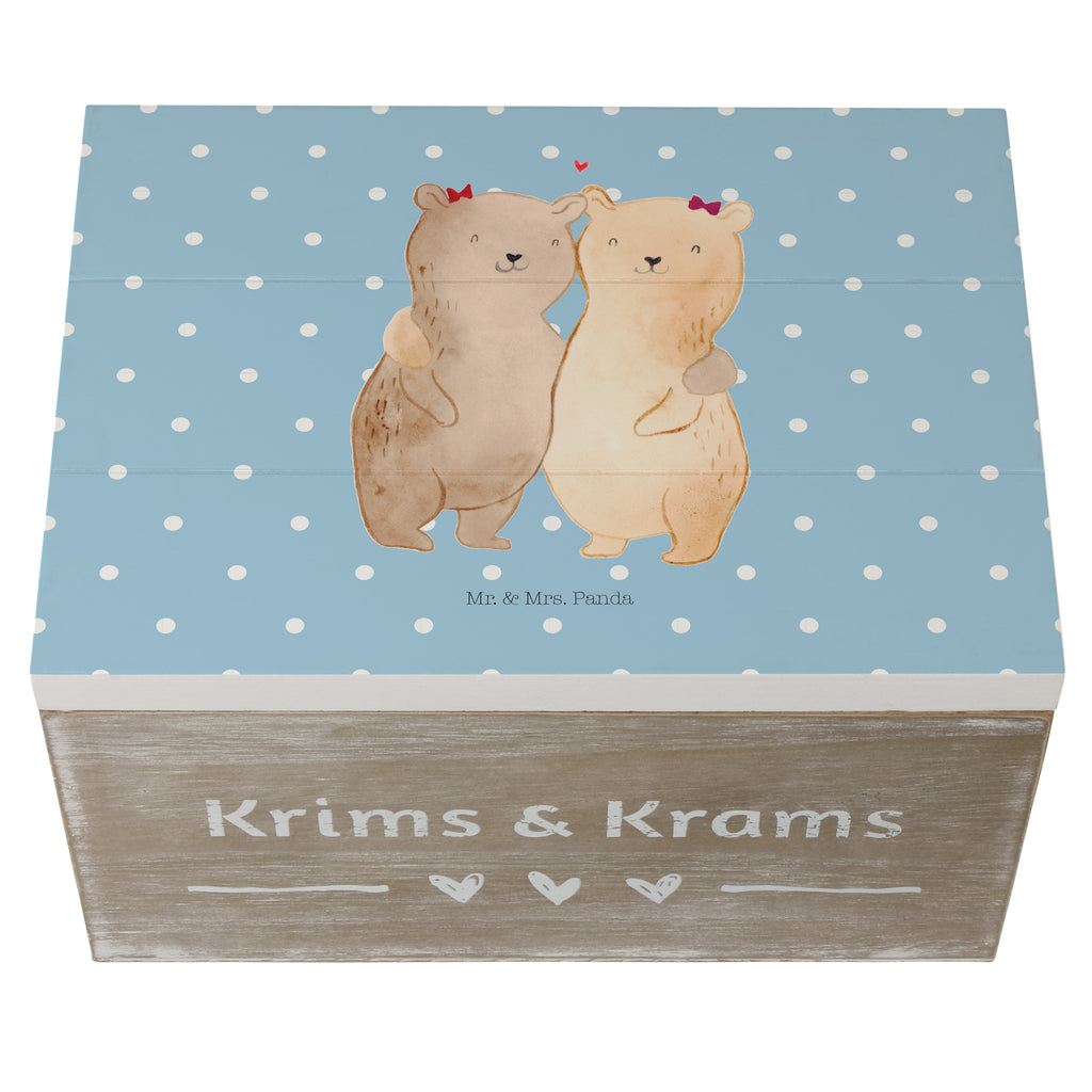 Holzkiste Bären Schwestern Holzkiste, Kiste, Schatzkiste, Truhe, Schatulle, XXL, Erinnerungsbox, Erinnerungskiste, Dekokiste, Aufbewahrungsbox, Familie, Vatertag, Muttertag, Bruder, Schwester, Mama, Papa, Oma, Opa