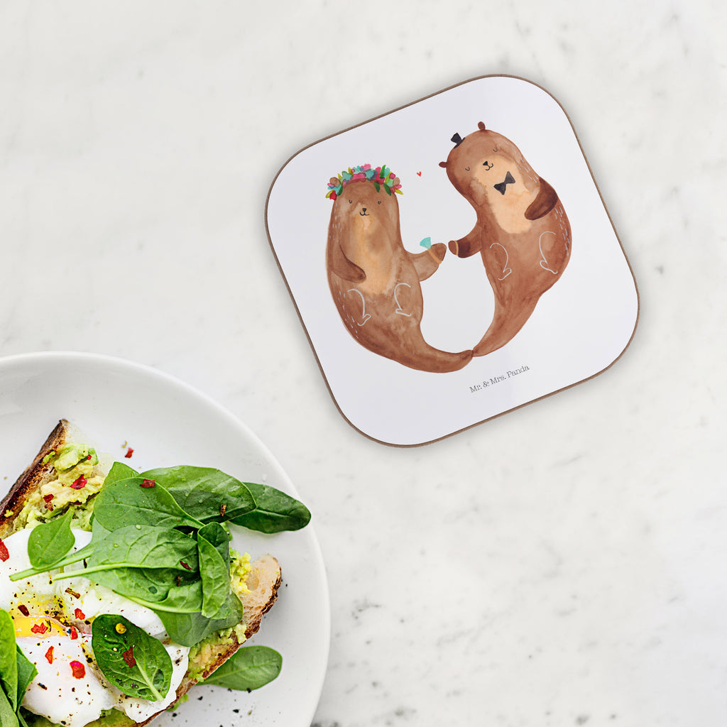 Quadratische Untersetzer Hochzeitspaar Otter Bierdeckel, Glasuntersetzer, Untersetzer Gläser, Getränkeuntersetzer, Hochzeit, Hochzeitsgeschenk, Ehe, Hochzeitsfeier, Trauung, Trauungsgeschenk, Hochzeitskarte, Verlobungsfeier, Verlobungsgeschenk, Hochzeitsgeschenkideen, Hochzeitsgeschenke für Brautpaar, Hochzeitstag, Geschenk zur Hochzeit