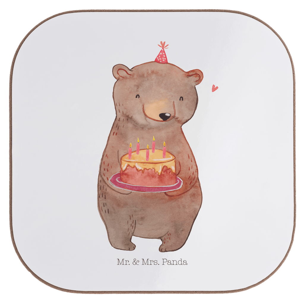 Quadratische Untersetzer Bär Torte Bierdeckel, Glasuntersetzer, Untersetzer Gläser, Getränkeuntersetzer, Geburtstag, Geburtstagsgeschenk, Geschenk