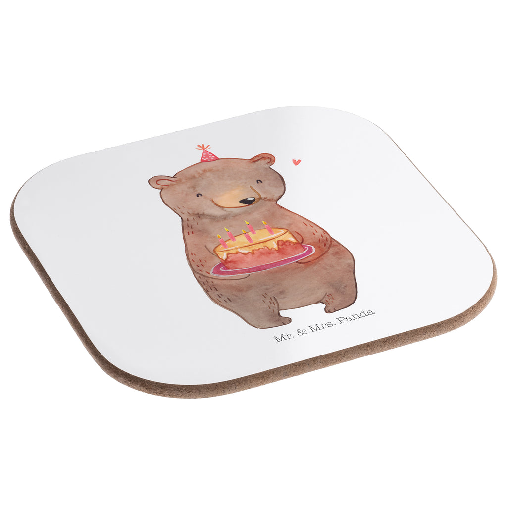 Quadratische Untersetzer Bär Torte Bierdeckel, Glasuntersetzer, Untersetzer Gläser, Getränkeuntersetzer, Geburtstag, Geburtstagsgeschenk, Geschenk