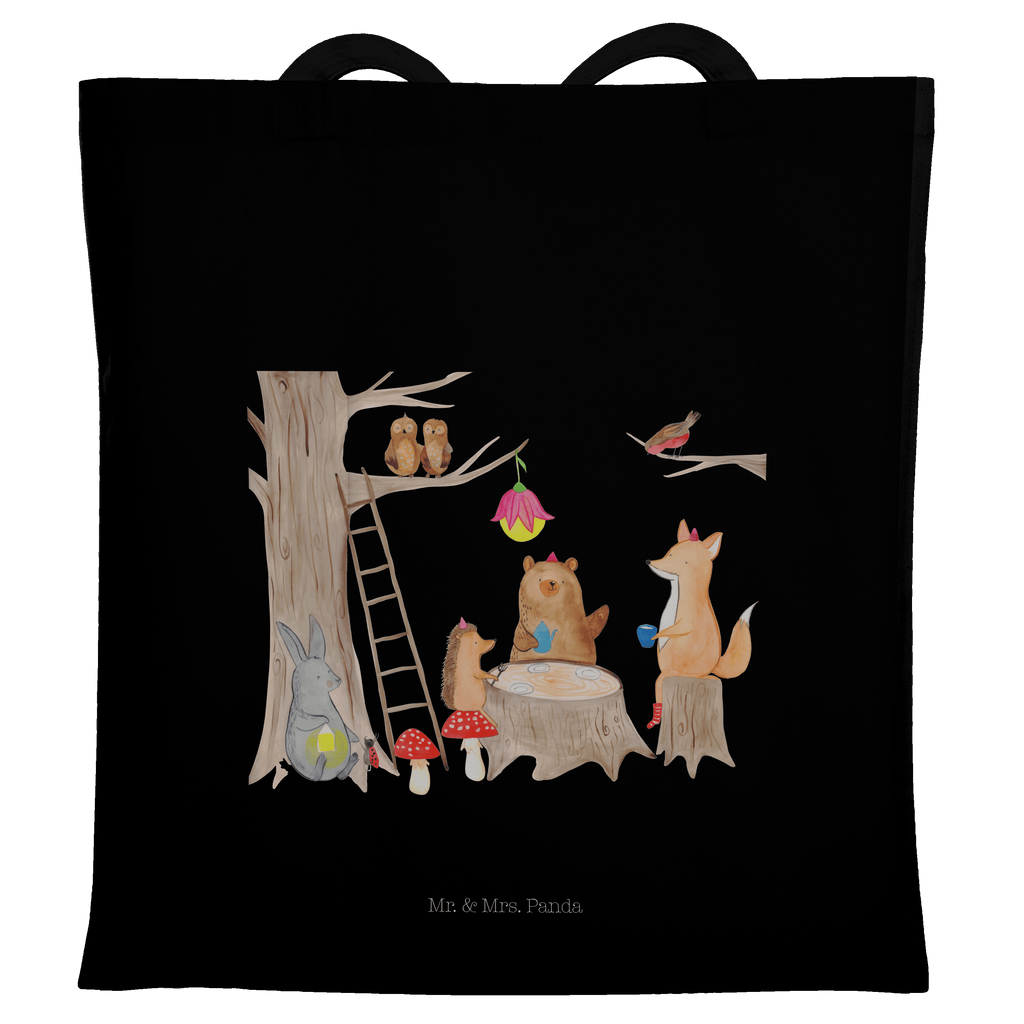 Tragetasche Waldtiere Picknick Beuteltasche, Beutel, Einkaufstasche, Jutebeutel, Stoffbeutel, Tiermotive, Gute Laune, lustige Sprüche, Tiere, Waldtiere, Picknick, Wald, Fuchs, Hase, Igel, Maus, Eichhörnchen