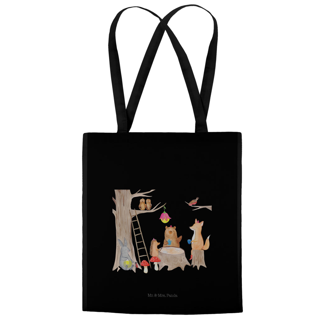Tragetasche Waldtiere Picknick Beuteltasche, Beutel, Einkaufstasche, Jutebeutel, Stoffbeutel, Tiermotive, Gute Laune, lustige Sprüche, Tiere, Waldtiere, Picknick, Wald, Fuchs, Hase, Igel, Maus, Eichhörnchen