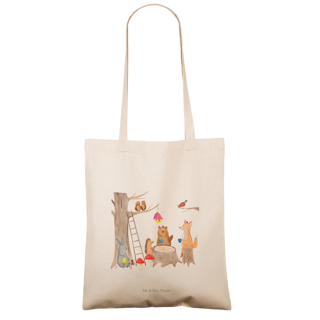 Tragetasche Waldtiere Picknick Beuteltasche, Beutel, Einkaufstasche, Jutebeutel, Stoffbeutel, Tiermotive, Gute Laune, lustige Sprüche, Tiere, Waldtiere, Picknick, Wald, Fuchs, Hase, Igel, Maus, Eichhörnchen