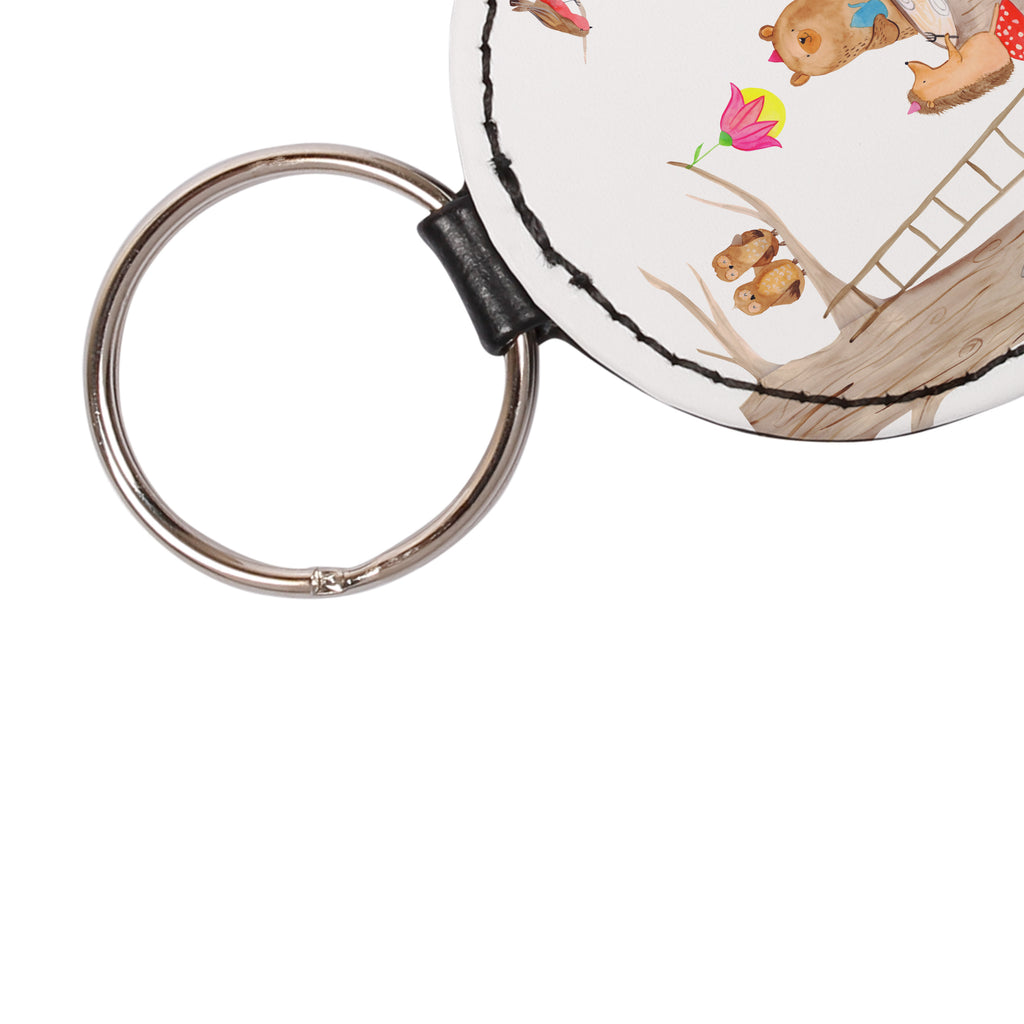 Rund Schlüsselanhänger Waldtiere Picknick Schlüsselanhänger, Anhänger, Taschenanhänger, Glücksbringer, Schutzengel, Tiermotive, Gute Laune, lustige Sprüche, Tiere, Waldtiere, Picknick, Wald, Fuchs, Hase, Igel, Maus, Eichhörnchen