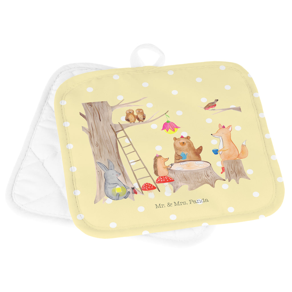 2er Set Topflappen  Waldtiere Picknick Topflappen, Topfuntersetzer, Ofenhandschuh, Topflappen Set, Topflappen lustig, Topflappen mit Spruch, Tiermotive, Gute Laune, lustige Sprüche, Tiere, Waldtiere, Picknick, Wald, Fuchs, Hase, Igel, Maus, Eichhörnchen