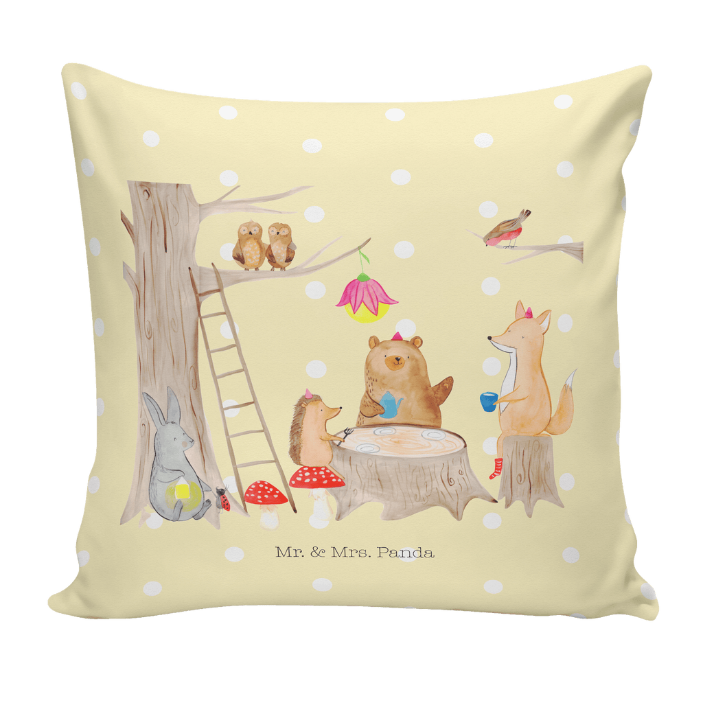 40x40 Kissen Waldtiere Picknick Kissenhülle, Kopfkissen, Sofakissen, Dekokissen, Motivkissen, Tiermotive, Gute Laune, lustige Sprüche, Tiere, Waldtiere, Picknick, Wald, Fuchs, Hase, Igel, Maus, Eichhörnchen