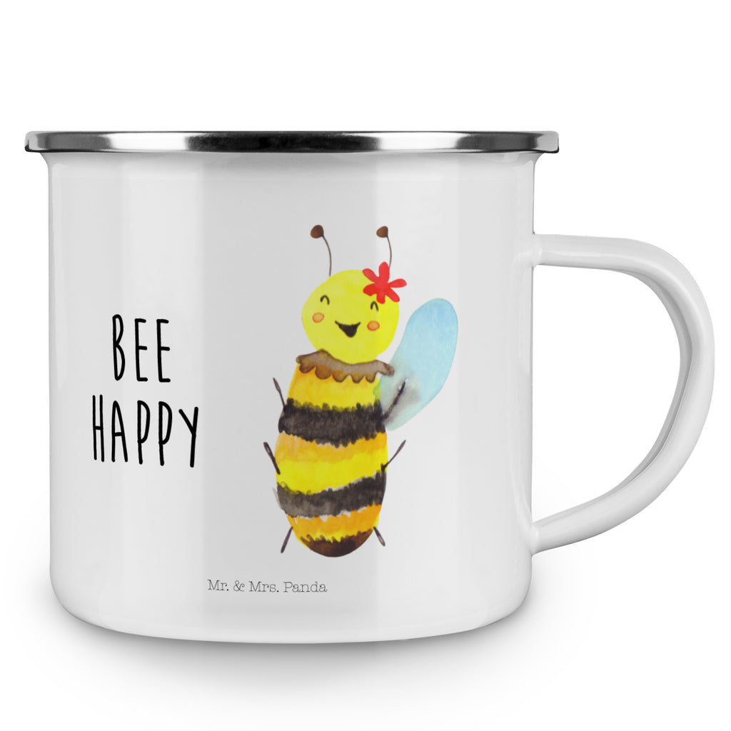 Camping Emaille Tasse Biene Happy Campingtasse, Trinkbecher, Metalltasse, Outdoor Tasse, Emaille Trinkbecher, Blechtasse Outdoor, Emaille Campingbecher, Edelstahl Trinkbecher, Metalltasse für Camping, Kaffee Blechtasse, Camping Tasse Metall, Biene, Wespe, Hummel