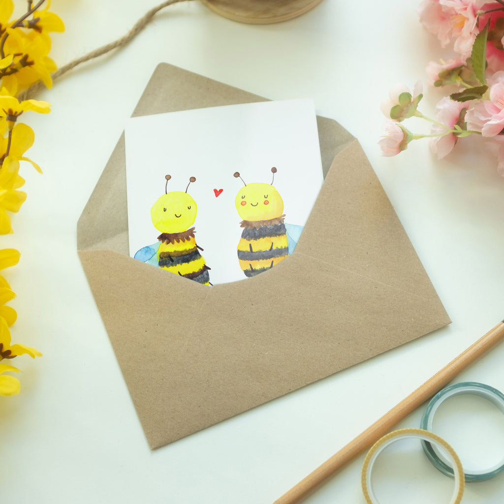 Grußkarte Biene Verliebt Klappkarte, Einladungskarte, Glückwunschkarte, Hochzeitskarte, Geburtstagskarte, Karte, Biene, Wespe, Hummel