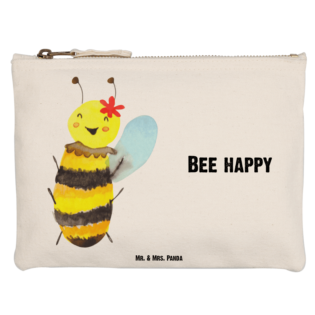 Schminktasche Biene Happy Schminktasche, Kosmetiktasche, Kosmetikbeutel, Stiftemäppchen, Etui, Federmappe, Makeup, XXL, Schminketui, Kosmetiketui, Schlamperetui, Biene, Wespe, Hummel