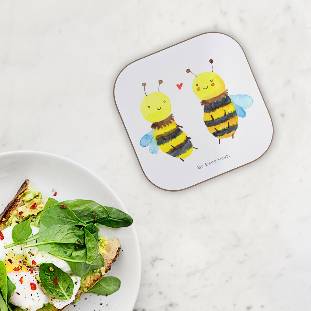 Quadratische Untersetzer Biene Verliebt Bierdeckel, Glasuntersetzer, Untersetzer Gläser, Getränkeuntersetzer, Biene, Wespe, Hummel