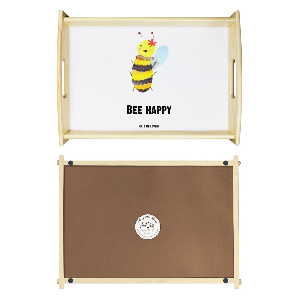 Serviertablett Biene Happy  Tablett, Holztablett, Küchentablett, Dekotablett, Frühstückstablett  Biene, Wespe, Hummel
