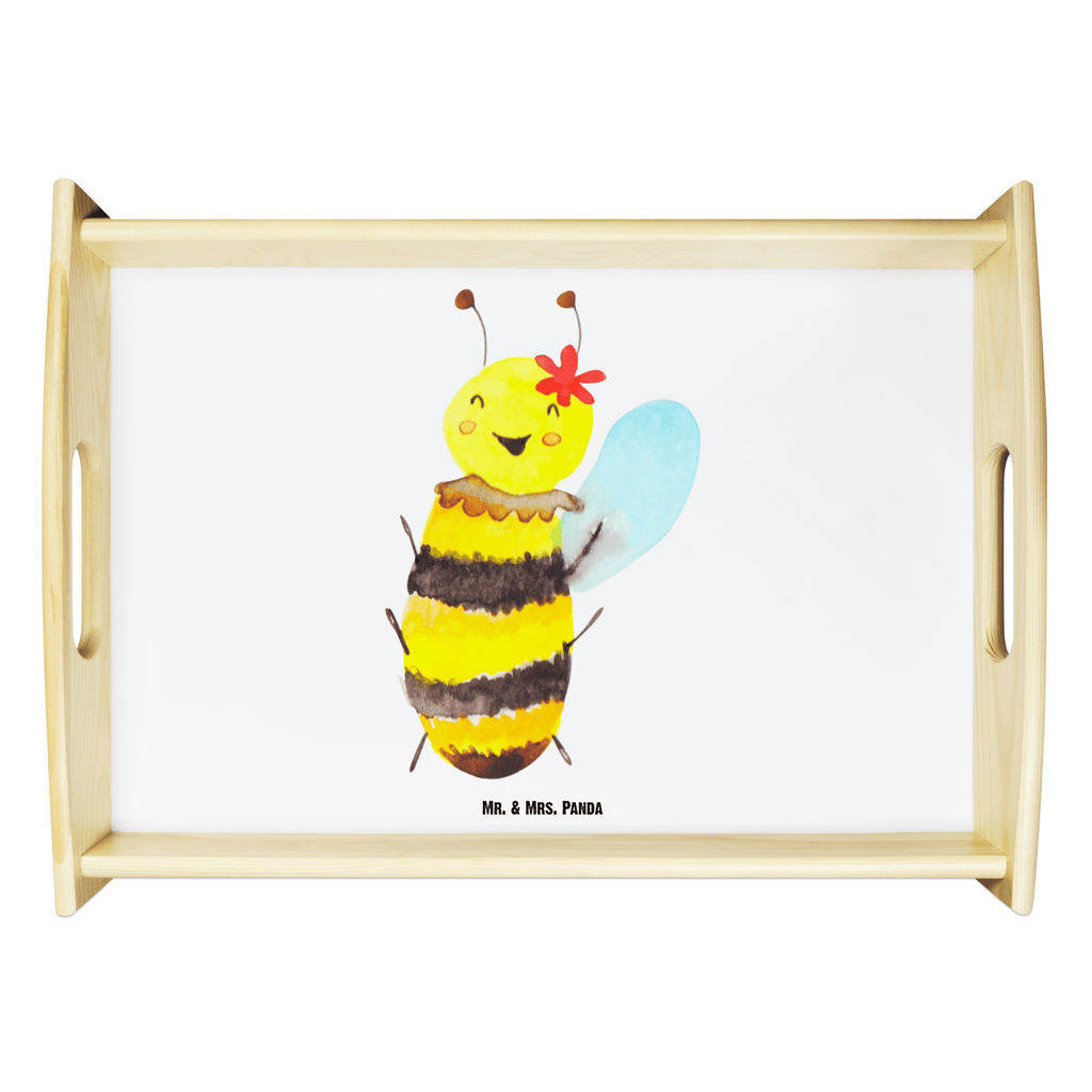Serviertablett Biene Happy  Tablett, Holztablett, Küchentablett, Dekotablett, Frühstückstablett  Biene, Wespe, Hummel
