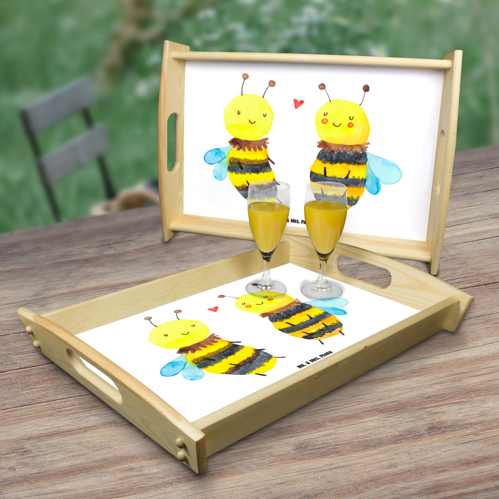 Serviertablett Biene Verliebt Tablett, Holztablett, Küchentablett, Dekotablett, Frühstückstablett, Biene, Wespe, Hummel