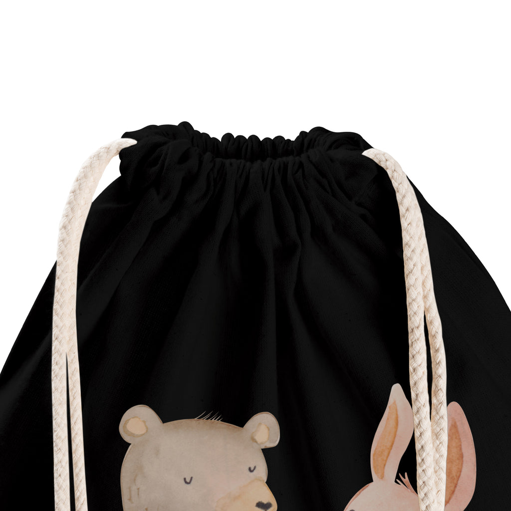 Sportbeutel Bär Hase Umarmen Turnbeutel, Beutel, Sporttasche, Tasche, Stoffbeutel, Liebe, Partner, Freund, Freundin, Ehemann, Ehefrau, Heiraten, Verlobung, Heiratsantrag, Liebesgeschenk, Jahrestag, Hocheitstag, Freunde, bester Freund, Hase, Bär, Bärchen, best friends