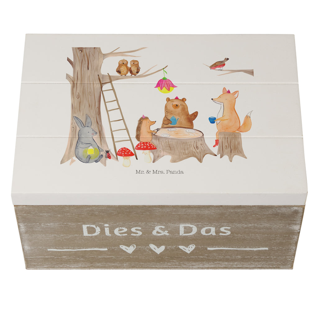 Holzkiste Waldtiere Picknick Holzkiste, Kiste, Schatzkiste, Truhe, Schatulle, XXL, Erinnerungsbox, Erinnerungskiste, Dekokiste, Aufbewahrungsbox, Tiermotive, Gute Laune, lustige Sprüche, Tiere, Waldtiere, Picknick, Wald, Fuchs, Hase, Igel, Maus, Eichhörnchen