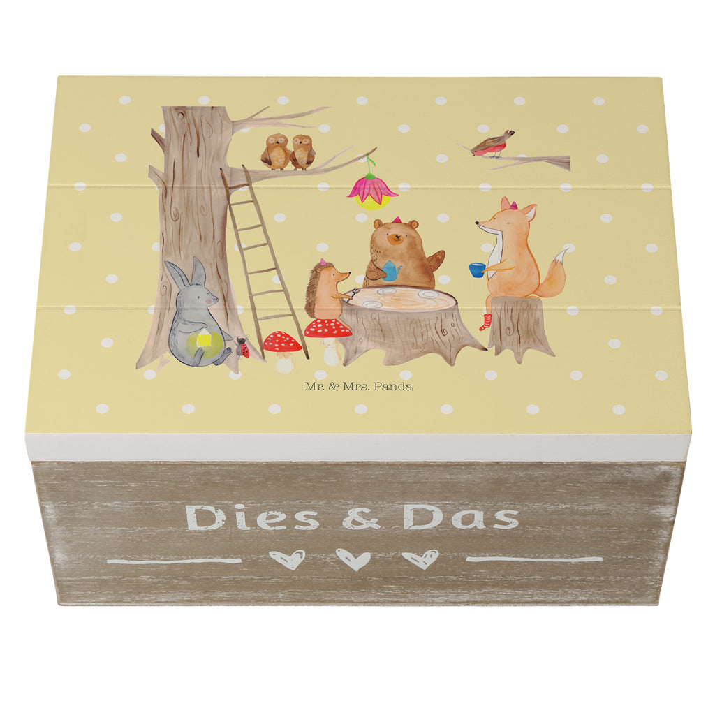 Holzkiste Waldtiere Picknick Holzkiste, Kiste, Schatzkiste, Truhe, Schatulle, XXL, Erinnerungsbox, Erinnerungskiste, Dekokiste, Aufbewahrungsbox, Tiermotive, Gute Laune, lustige Sprüche, Tiere, Waldtiere, Picknick, Wald, Fuchs, Hase, Igel, Maus, Eichhörnchen