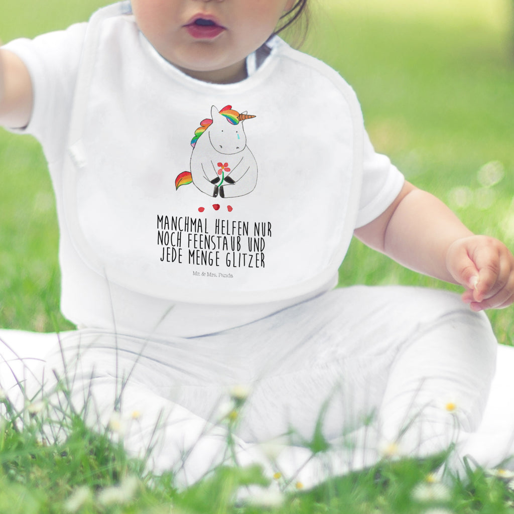 Organic Babylätzchen Einhorn Traurig Baby, Lätzchen, Spucktuch, Sabberlätzchen, Klettlätzchen, Babygeschenk, Baby Lätzchen, Geschenk für Geburt, Geschenk zur Geburt, Baby Spucktuch, Babyausstattung, Geschenkidee für Babyparty, Einhorn, Einhörner, Einhorn Deko, Pegasus, Unicorn, Glitzer, Trösten. Freundschaft, Freunde, Liebe, Trauer, Grußkarte, Blume