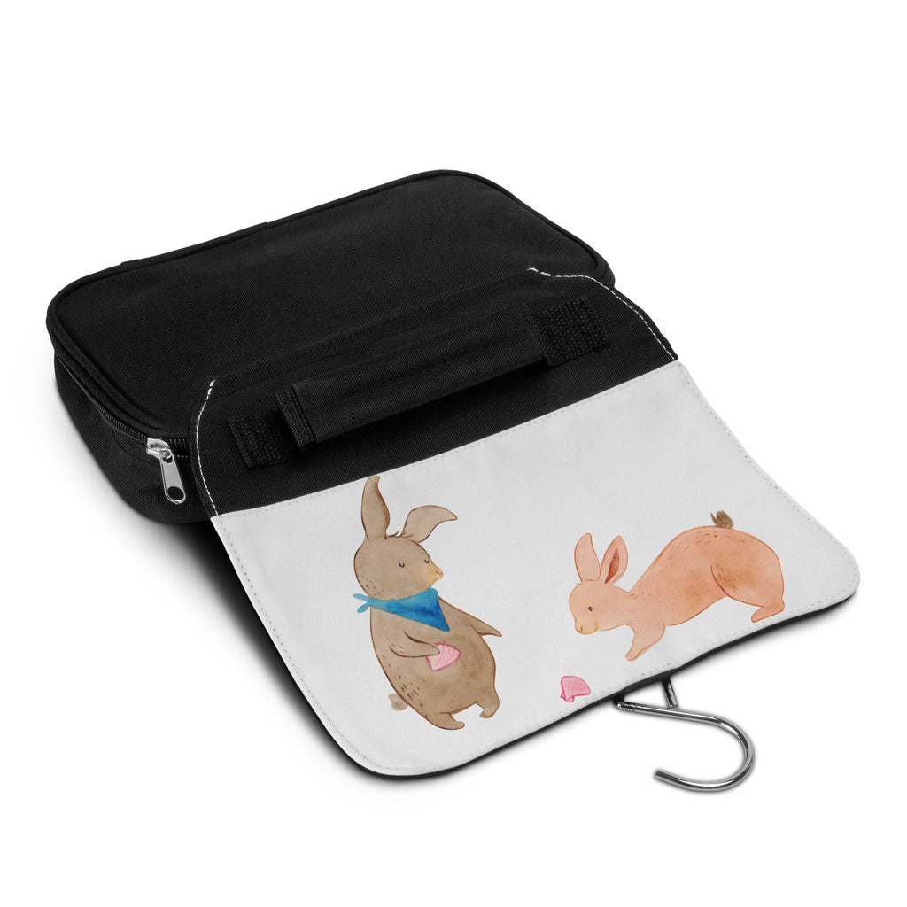 Kulturbeutel Hasen Muschel Kulturbeutel, Zum Aufhängen, Waschtasche, Kosmetiktasche, Damen, Herren, Aufbewahrungstasche, Schminktasche, Kosmetikbeutel, Organizer, Kulturtasche, Schminkutensil, Familie, Vatertag, Muttertag, Bruder, Schwester, Mama, Papa, Oma, Opa, Hasen, beste Freundin, Freundin, Freundinnen, best friends, BFF, Muscheln sammeln, Muscheln, Meer