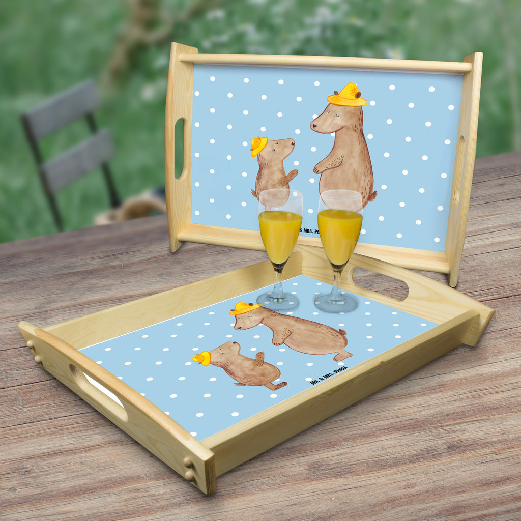 Serviertablett Bären mit Hut Tablett, Holztablett, Küchentablett, Dekotablett, Frühstückstablett, Familie, Vatertag, Muttertag, Bruder, Schwester, Mama, Papa, Oma, Opa, Bär, Bären, Vater, Papi, Paps, Dad, Daddy, Lieblingsmensch, Sohn, Söhne, Kind, Kinder, Vater-Sohn, Family, Vorbild