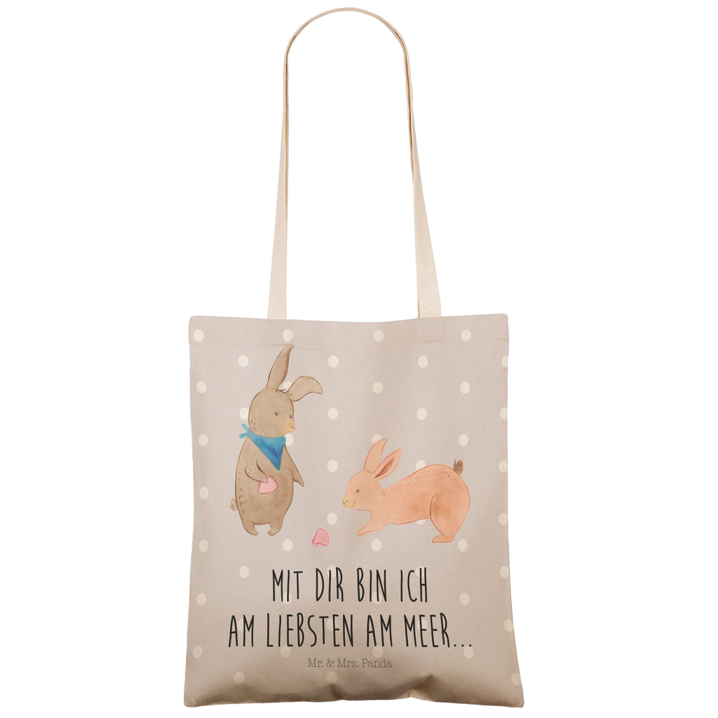 Einkaufstasche Hasen Muschel Tragetasche, Tasche, Beutel, Stofftasche, Baumwolltasche, Umhängetasche, Shopper, Familie, Vatertag, Muttertag, Bruder, Schwester, Mama, Papa, Oma, Opa, Hasen, beste Freundin, Freundin, Freundinnen, best friends, BFF, Muscheln sammeln, Muscheln, Meer