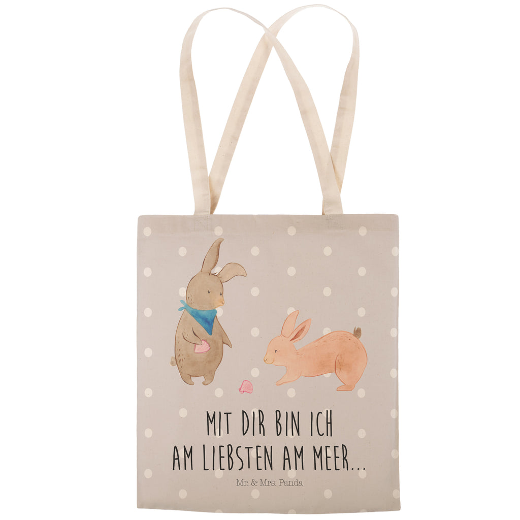 Einkaufstasche Hasen Muschel Tragetasche, Tasche, Beutel, Stofftasche, Baumwolltasche, Umhängetasche, Shopper, Familie, Vatertag, Muttertag, Bruder, Schwester, Mama, Papa, Oma, Opa, Hasen, beste Freundin, Freundin, Freundinnen, best friends, BFF, Muscheln sammeln, Muscheln, Meer