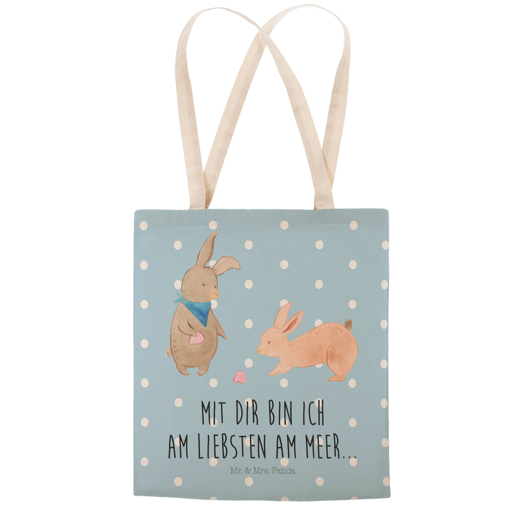 Einkaufstasche Hasen Muschel Tragetasche, Tasche, Beutel, Stofftasche, Baumwolltasche, Umhängetasche, Shopper, Familie, Vatertag, Muttertag, Bruder, Schwester, Mama, Papa, Oma, Opa, Hasen, beste Freundin, Freundin, Freundinnen, best friends, BFF, Muscheln sammeln, Muscheln, Meer