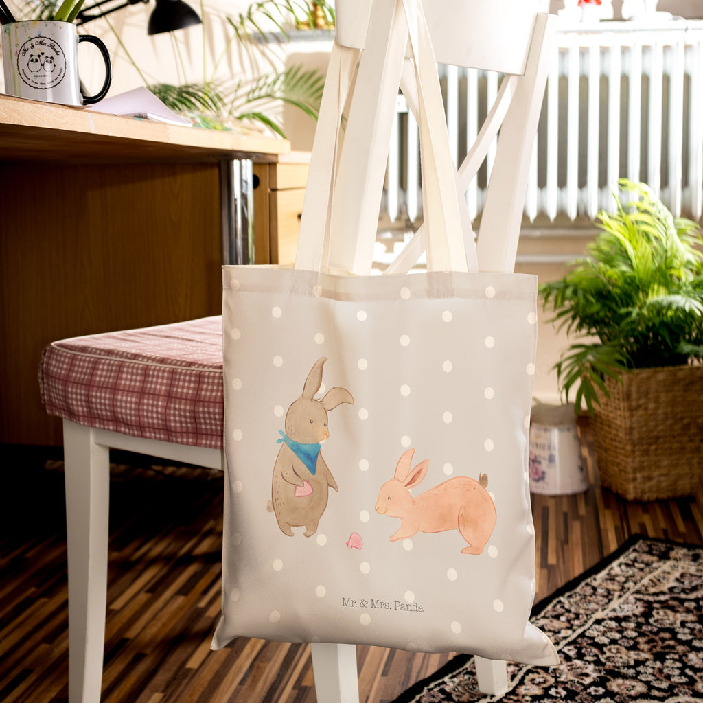 Einkaufstasche Hasen Muschel Tragetasche, Tasche, Beutel, Stofftasche, Baumwolltasche, Umhängetasche, Shopper, Familie, Vatertag, Muttertag, Bruder, Schwester, Mama, Papa, Oma, Opa, Hasen, beste Freundin, Freundin, Freundinnen, best friends, BFF, Muscheln sammeln, Muscheln, Meer