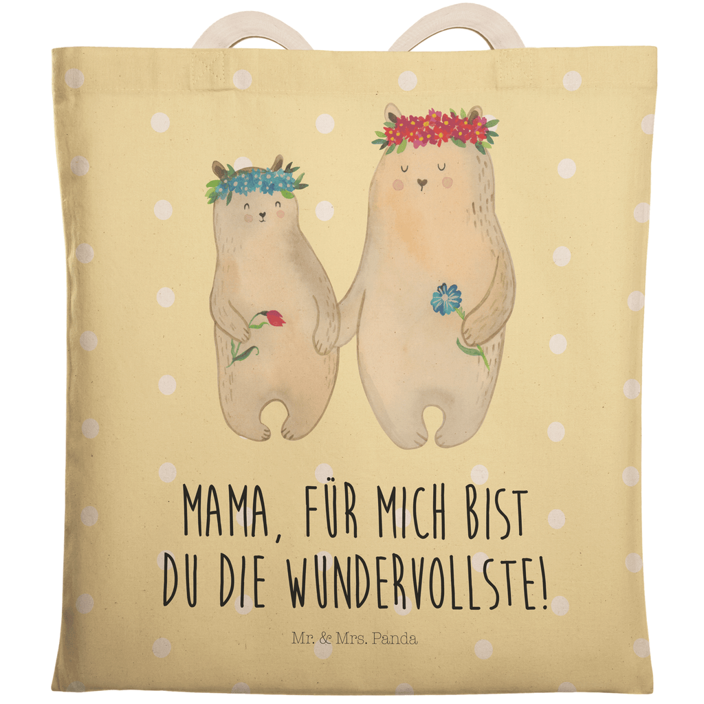 Einkaufstasche Bären mit Blumenkranz Tragetasche, Tasche, Beutel, Stofftasche, Baumwolltasche, Umhängetasche, Shopper, Familie, Vatertag, Muttertag, Bruder, Schwester, Mama, Papa, Oma, Opa, Bär, Bären, Mutter, Mutti, Mami, Lieblingsmensch, Lieblingsmama, beste Mutter, weltbeste Mama, Geschenk Mama. Muttertag, Tochter, Kind, Kinder, Töchter, Family, Vorbild