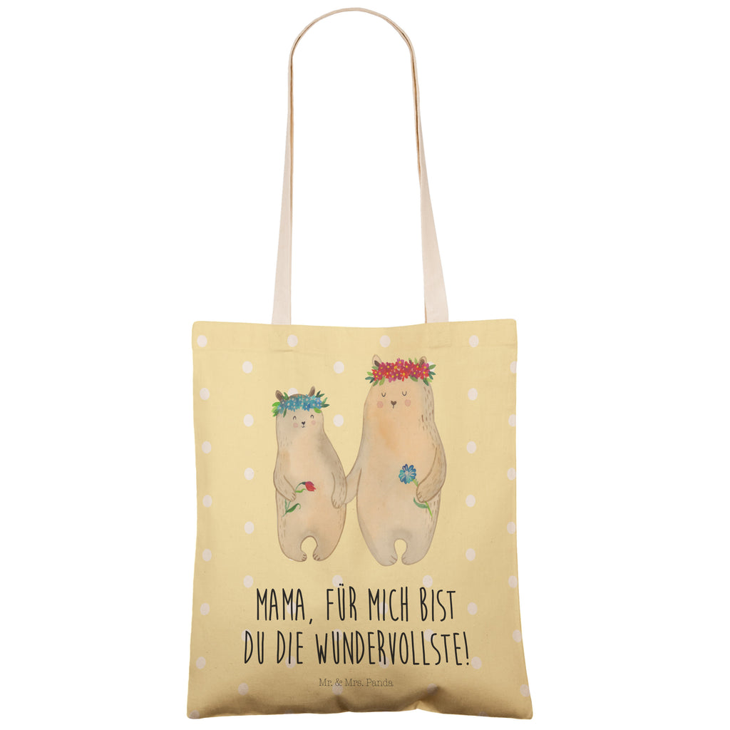 Einkaufstasche Bären mit Blumenkranz Tragetasche, Tasche, Beutel, Stofftasche, Baumwolltasche, Umhängetasche, Shopper, Familie, Vatertag, Muttertag, Bruder, Schwester, Mama, Papa, Oma, Opa, Bär, Bären, Mutter, Mutti, Mami, Lieblingsmensch, Lieblingsmama, beste Mutter, weltbeste Mama, Geschenk Mama. Muttertag, Tochter, Kind, Kinder, Töchter, Family, Vorbild