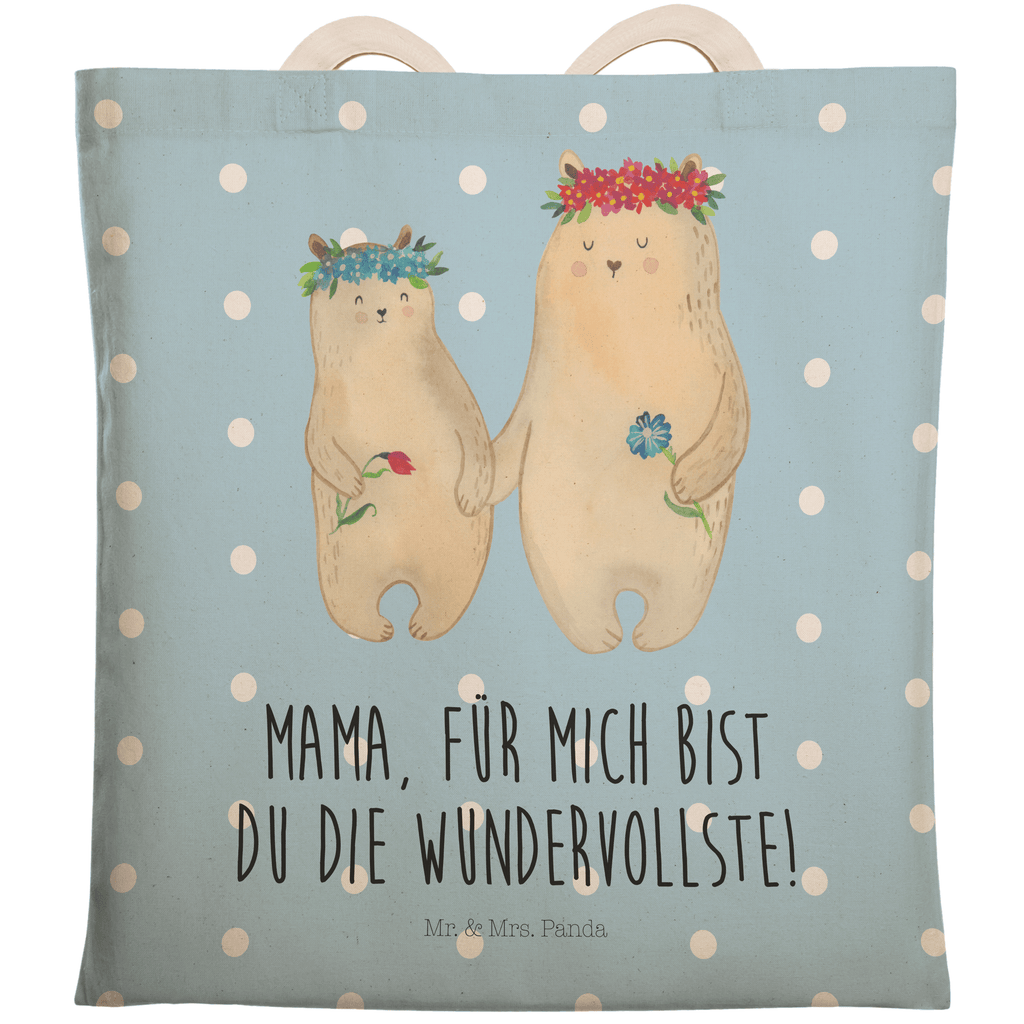 Einkaufstasche Bären mit Blumenkranz Tragetasche, Tasche, Beutel, Stofftasche, Baumwolltasche, Umhängetasche, Shopper, Familie, Vatertag, Muttertag, Bruder, Schwester, Mama, Papa, Oma, Opa, Bär, Bären, Mutter, Mutti, Mami, Lieblingsmensch, Lieblingsmama, beste Mutter, weltbeste Mama, Geschenk Mama. Muttertag, Tochter, Kind, Kinder, Töchter, Family, Vorbild