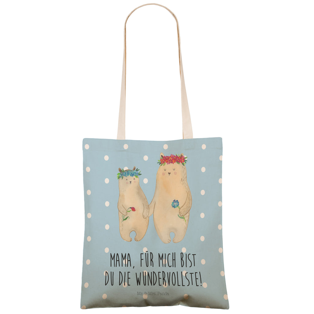 Einkaufstasche Bären mit Blumenkranz Tragetasche, Tasche, Beutel, Stofftasche, Baumwolltasche, Umhängetasche, Shopper, Familie, Vatertag, Muttertag, Bruder, Schwester, Mama, Papa, Oma, Opa, Bär, Bären, Mutter, Mutti, Mami, Lieblingsmensch, Lieblingsmama, beste Mutter, weltbeste Mama, Geschenk Mama. Muttertag, Tochter, Kind, Kinder, Töchter, Family, Vorbild