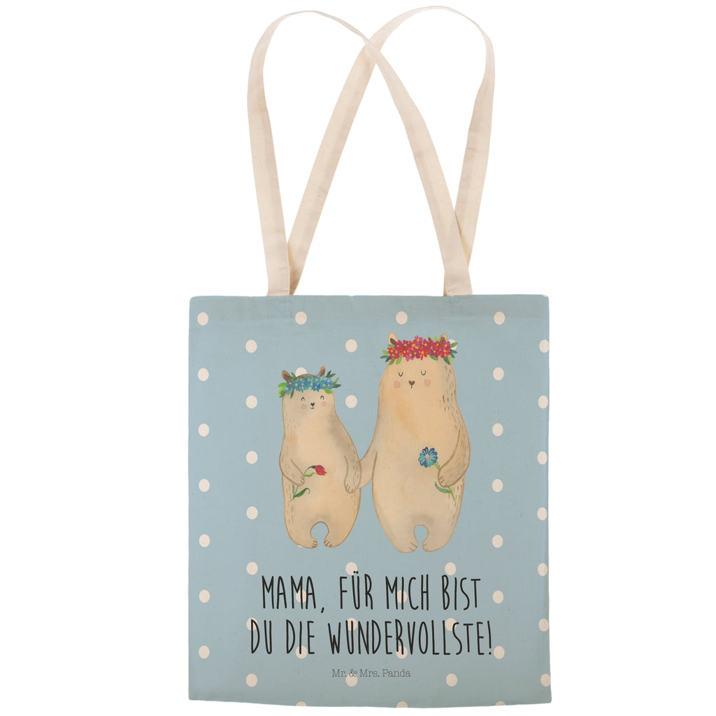 Einkaufstasche Bären mit Blumenkranz Tragetasche, Tasche, Beutel, Stofftasche, Baumwolltasche, Umhängetasche, Shopper, Familie, Vatertag, Muttertag, Bruder, Schwester, Mama, Papa, Oma, Opa, Bär, Bären, Mutter, Mutti, Mami, Lieblingsmensch, Lieblingsmama, beste Mutter, weltbeste Mama, Geschenk Mama. Muttertag, Tochter, Kind, Kinder, Töchter, Family, Vorbild