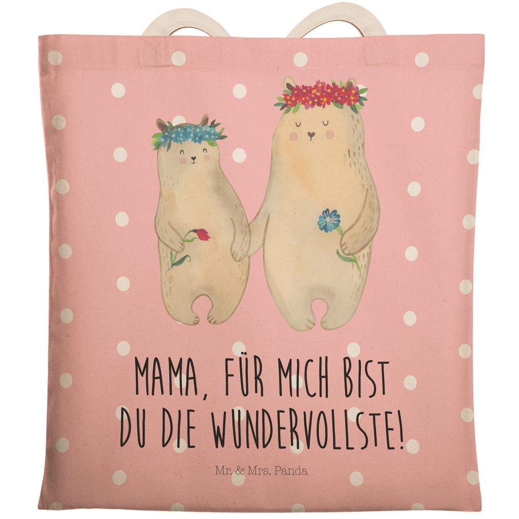 Einkaufstasche Bären mit Blumenkranz Tragetasche, Tasche, Beutel, Stofftasche, Baumwolltasche, Umhängetasche, Shopper, Familie, Vatertag, Muttertag, Bruder, Schwester, Mama, Papa, Oma, Opa, Bär, Bären, Mutter, Mutti, Mami, Lieblingsmensch, Lieblingsmama, beste Mutter, weltbeste Mama, Geschenk Mama. Muttertag, Tochter, Kind, Kinder, Töchter, Family, Vorbild