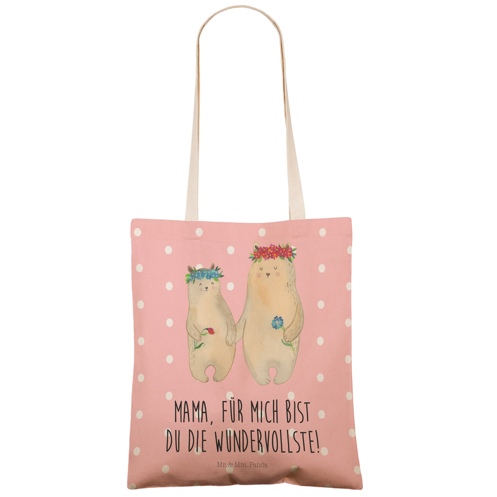 Einkaufstasche Bären mit Blumenkranz Tragetasche, Tasche, Beutel, Stofftasche, Baumwolltasche, Umhängetasche, Shopper, Familie, Vatertag, Muttertag, Bruder, Schwester, Mama, Papa, Oma, Opa, Bär, Bären, Mutter, Mutti, Mami, Lieblingsmensch, Lieblingsmama, beste Mutter, weltbeste Mama, Geschenk Mama. Muttertag, Tochter, Kind, Kinder, Töchter, Family, Vorbild
