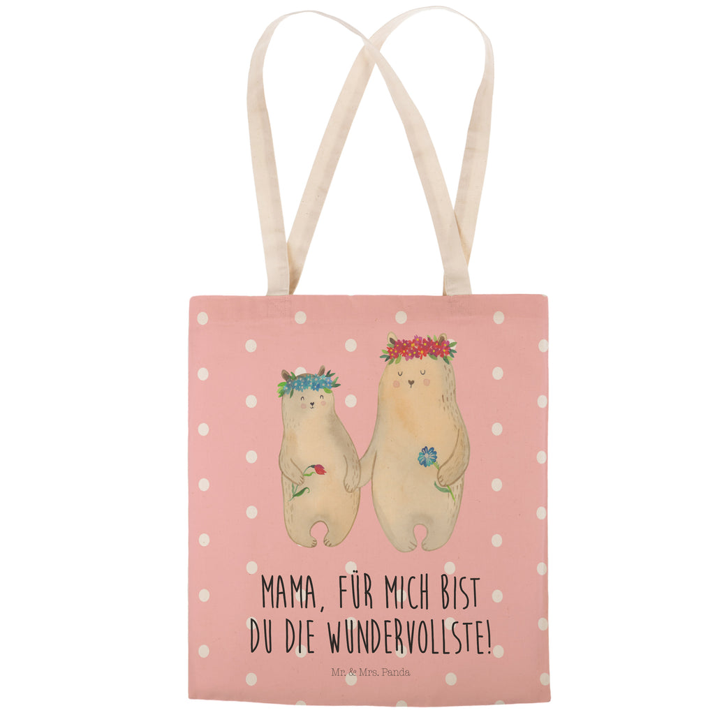 Einkaufstasche Bären mit Blumenkranz Tragetasche, Tasche, Beutel, Stofftasche, Baumwolltasche, Umhängetasche, Shopper, Familie, Vatertag, Muttertag, Bruder, Schwester, Mama, Papa, Oma, Opa, Bär, Bären, Mutter, Mutti, Mami, Lieblingsmensch, Lieblingsmama, beste Mutter, weltbeste Mama, Geschenk Mama. Muttertag, Tochter, Kind, Kinder, Töchter, Family, Vorbild