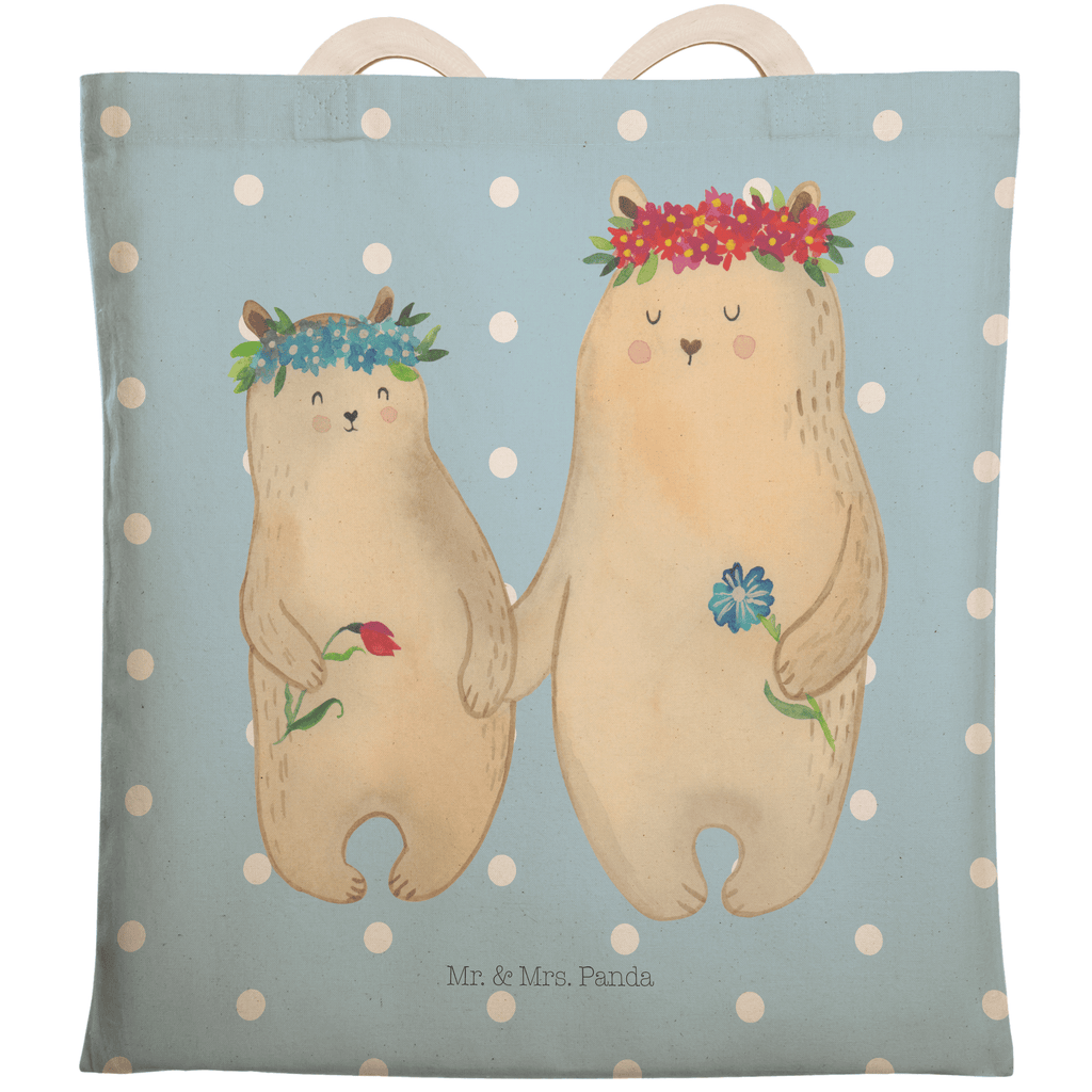 Einkaufstasche Bären mit Blumenkranz Tragetasche, Tasche, Beutel, Stofftasche, Baumwolltasche, Umhängetasche, Shopper, Familie, Vatertag, Muttertag, Bruder, Schwester, Mama, Papa, Oma, Opa, Bär, Bären, Mutter, Mutti, Mami, Lieblingsmensch, Lieblingsmama, beste Mutter, weltbeste Mama, Geschenk Mama. Muttertag, Tochter, Kind, Kinder, Töchter, Family, Vorbild