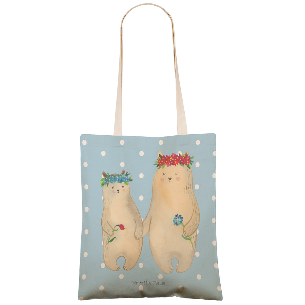 Einkaufstasche Bären mit Blumenkranz Tragetasche, Tasche, Beutel, Stofftasche, Baumwolltasche, Umhängetasche, Shopper, Familie, Vatertag, Muttertag, Bruder, Schwester, Mama, Papa, Oma, Opa, Bär, Bären, Mutter, Mutti, Mami, Lieblingsmensch, Lieblingsmama, beste Mutter, weltbeste Mama, Geschenk Mama. Muttertag, Tochter, Kind, Kinder, Töchter, Family, Vorbild