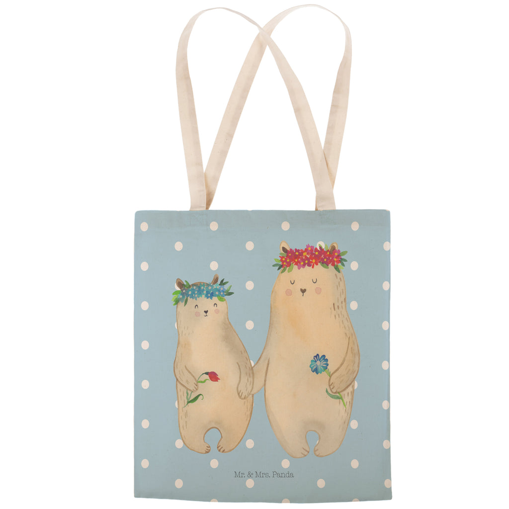 Einkaufstasche Bären mit Blumenkranz Tragetasche, Tasche, Beutel, Stofftasche, Baumwolltasche, Umhängetasche, Shopper, Familie, Vatertag, Muttertag, Bruder, Schwester, Mama, Papa, Oma, Opa, Bär, Bären, Mutter, Mutti, Mami, Lieblingsmensch, Lieblingsmama, beste Mutter, weltbeste Mama, Geschenk Mama. Muttertag, Tochter, Kind, Kinder, Töchter, Family, Vorbild