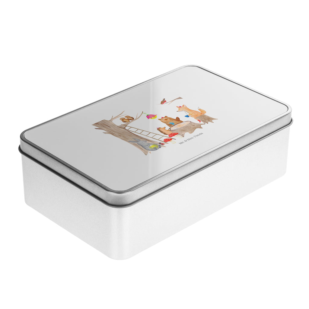 Metalldose rechteckig Waldtiere Picknick Blechdose, Metalldose, Blechbox, Container, Keksdose, Vorratsdose, Vorratsbox, Döschen, Versperbox, Vesperdose, Aufbewahrungsdose, Aufbewahrungsbox, Aluminiumdose, Dose, süße Tiermotive, gute Laune, lustige Sprüche, Tiere, Waldtiere, Picknick, Wald, Fuchs, Hase, Igel, Maus, Eichhörnchen