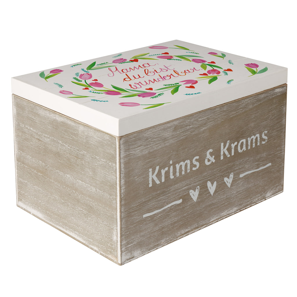Holzkiste Mama Tulpen Mama, Mutter, Mami, Mutti, Mom,  Holzkiste, Kiste, Schatzkiste, Truhe, Schatulle, XXL,  Erinnerungsbox, Erinnerungskiste, Dekokiste, Aufbewahrungsbox  Blumen Deko, Frühlings Deko, Sommer Deko, Dekoration, positive Botschaft, Naturliebhaber, Outdoor, Natur, Abenteuer