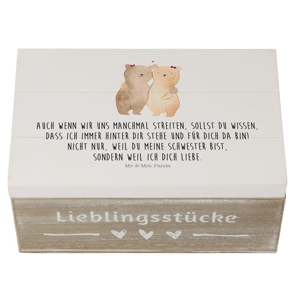 Holzkiste Bären Schwestern Holzkiste, Kiste, Schatzkiste, Truhe, Schatulle, XXL, Erinnerungsbox, Erinnerungskiste, Dekokiste, Aufbewahrungsbox, Familie, Vatertag, Muttertag, Bruder, Schwester, Mama, Papa, Oma, Opa