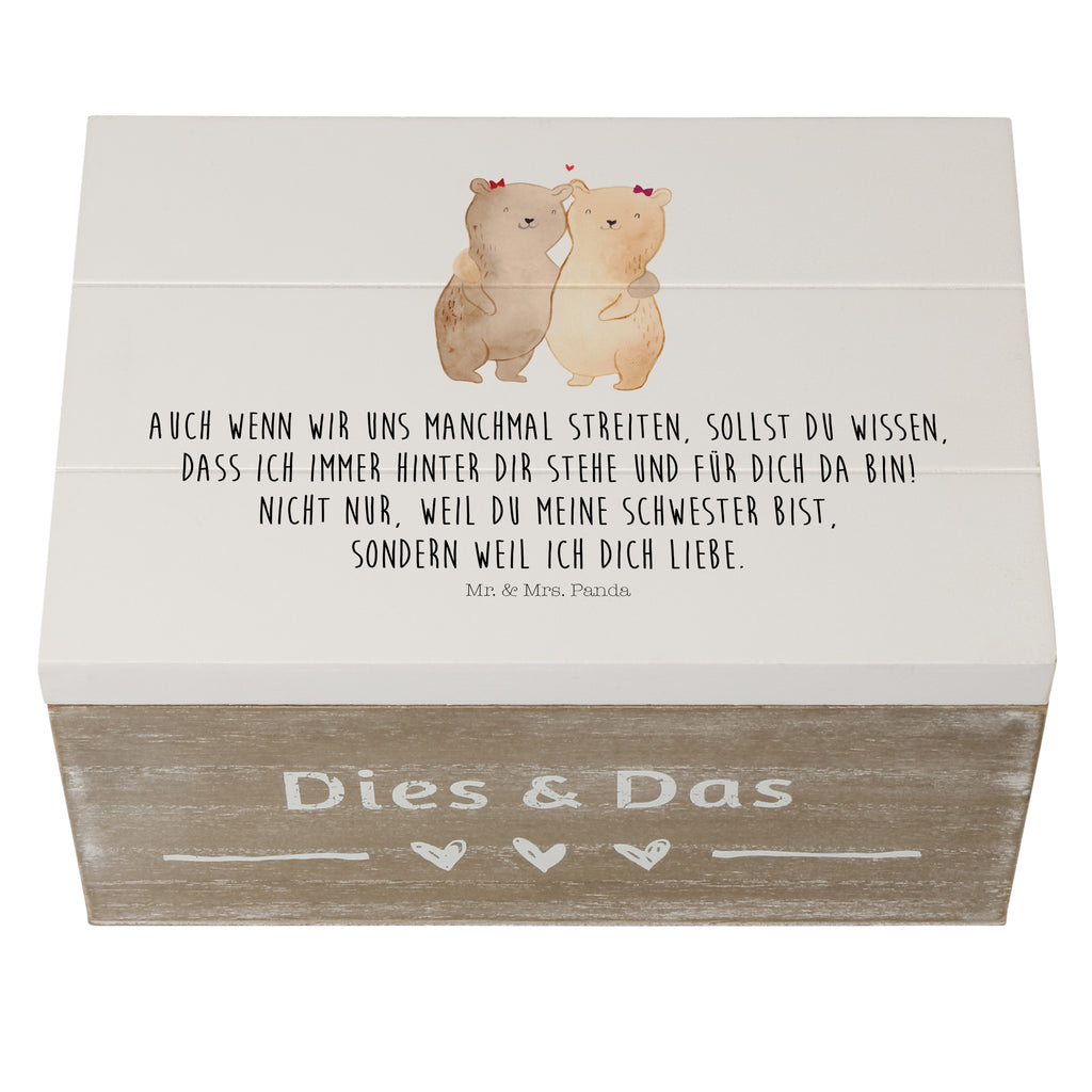 Holzkiste Bären Schwestern Holzkiste, Kiste, Schatzkiste, Truhe, Schatulle, XXL, Erinnerungsbox, Erinnerungskiste, Dekokiste, Aufbewahrungsbox, Familie, Vatertag, Muttertag, Bruder, Schwester, Mama, Papa, Oma, Opa