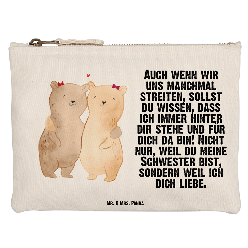 Schminktasche Bären Schwestern Schminktasche, Kosmetiktasche, Kosmetikbeutel, Stiftemäppchen, Etui, Federmappe, Makeup, XXL, Schminketui, Kosmetiketui, Schlamperetui, Familie, Vatertag, Muttertag, Bruder, Schwester, Mama, Papa, Oma, Opa
