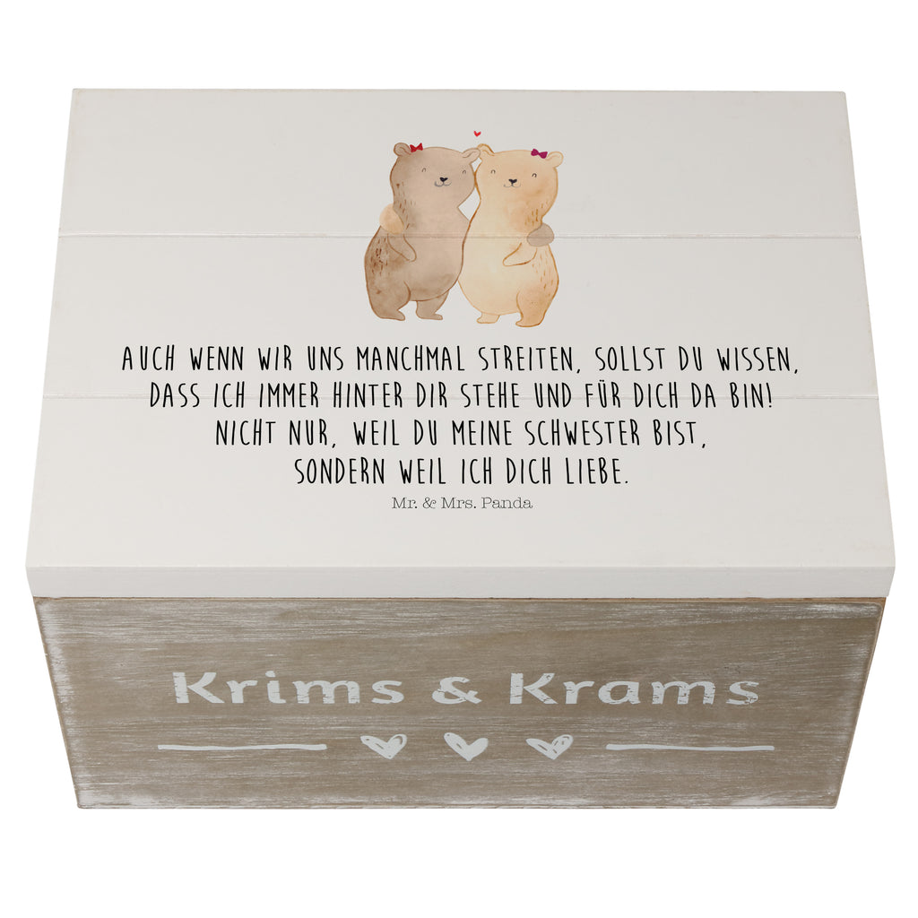 Holzkiste Bären Schwestern Holzkiste, Kiste, Schatzkiste, Truhe, Schatulle, XXL, Erinnerungsbox, Erinnerungskiste, Dekokiste, Aufbewahrungsbox, Familie, Vatertag, Muttertag, Bruder, Schwester, Mama, Papa, Oma, Opa