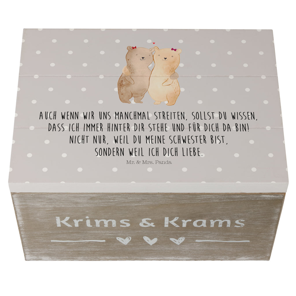 Holzkiste Bären Schwestern Holzkiste, Kiste, Schatzkiste, Truhe, Schatulle, XXL, Erinnerungsbox, Erinnerungskiste, Dekokiste, Aufbewahrungsbox, Familie, Vatertag, Muttertag, Bruder, Schwester, Mama, Papa, Oma, Opa