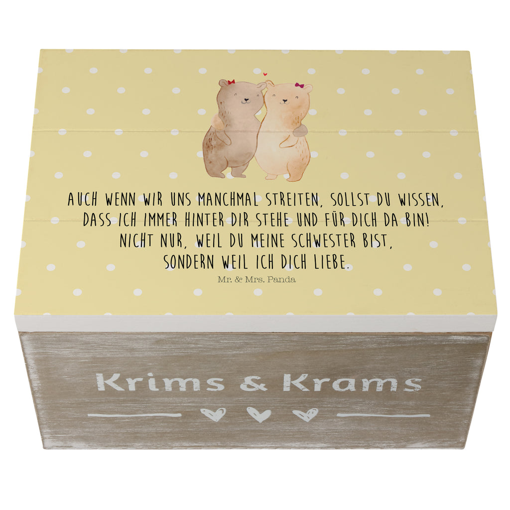 Holzkiste Bären Schwestern Holzkiste, Kiste, Schatzkiste, Truhe, Schatulle, XXL, Erinnerungsbox, Erinnerungskiste, Dekokiste, Aufbewahrungsbox, Familie, Vatertag, Muttertag, Bruder, Schwester, Mama, Papa, Oma, Opa