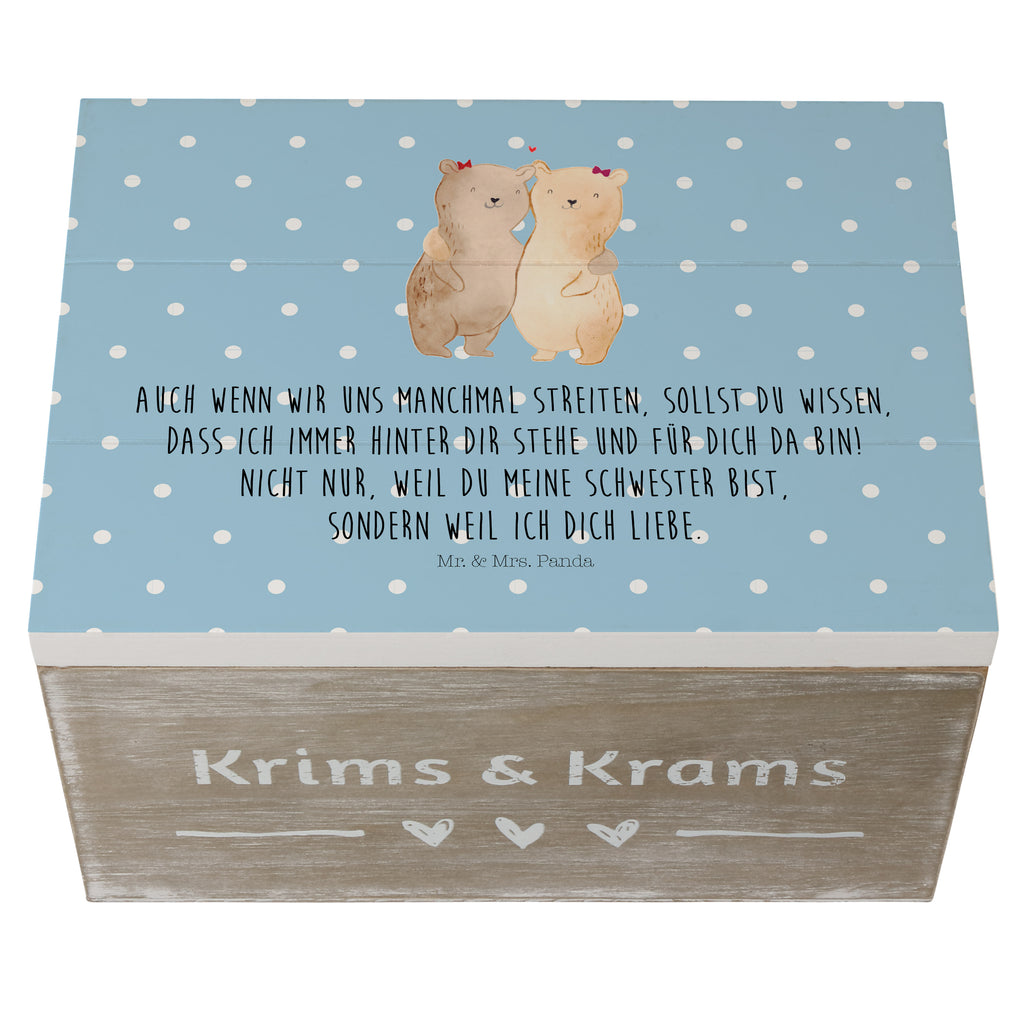 Holzkiste Bären Schwestern Holzkiste, Kiste, Schatzkiste, Truhe, Schatulle, XXL, Erinnerungsbox, Erinnerungskiste, Dekokiste, Aufbewahrungsbox, Familie, Vatertag, Muttertag, Bruder, Schwester, Mama, Papa, Oma, Opa