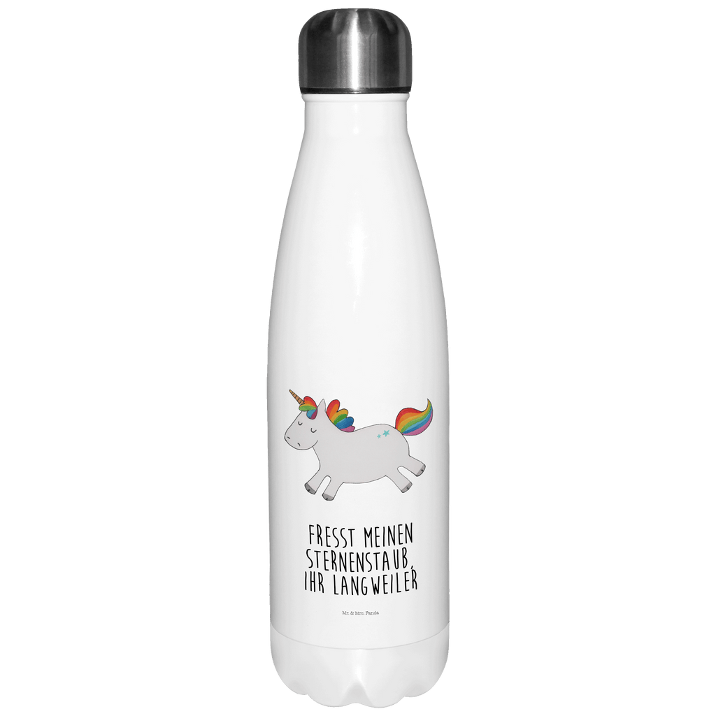 Thermosflasche Einhorn Happy Isolierflasche, Thermoflasche, Trinkflasche, Thermos, Edelstahl, Einhorn, Einhörner, Einhorn Deko, Pegasus, Unicorn, glücklich, fröhlich, Spaß, Freude, Lebensfreude, witzig, spannend, Lächeln, Lachen
